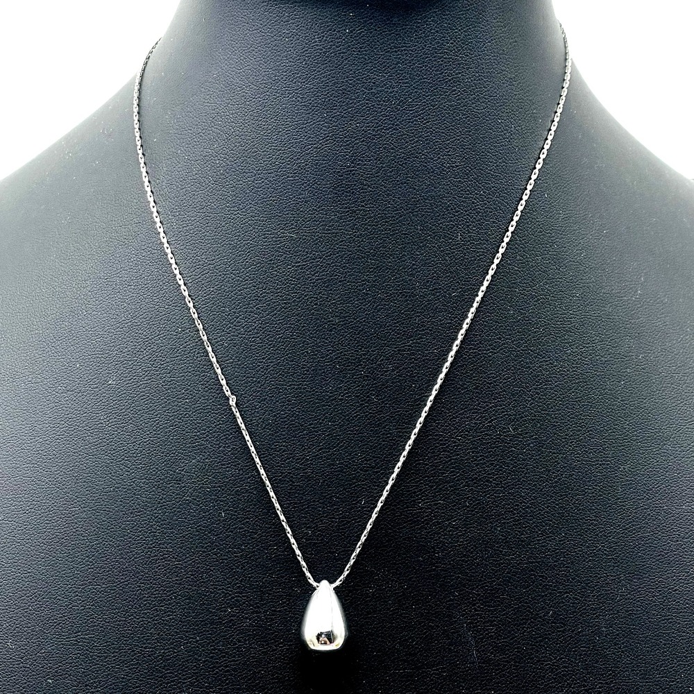 Vintage Napier Pendant Necklace Silver Tone Teardrop Signed Minimalist Jewelry